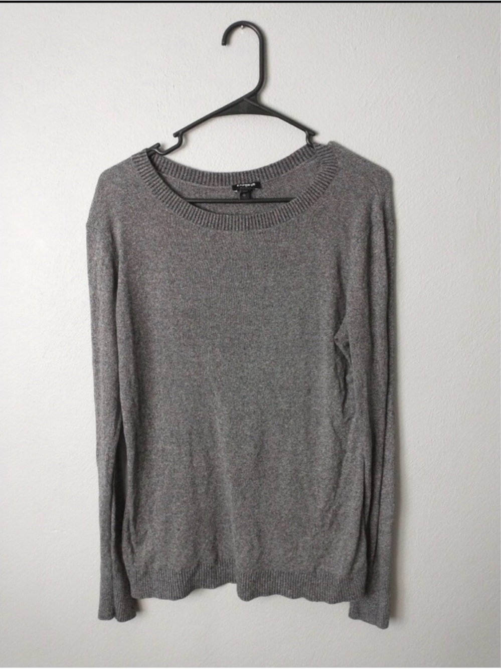 Express Gray Sweater Women’s XL Fitted Long Sleeve Knit